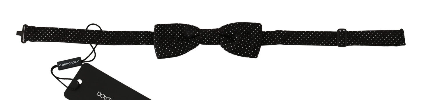 Papillon da uomo Papillon con collo regolabile in seta nera a pois