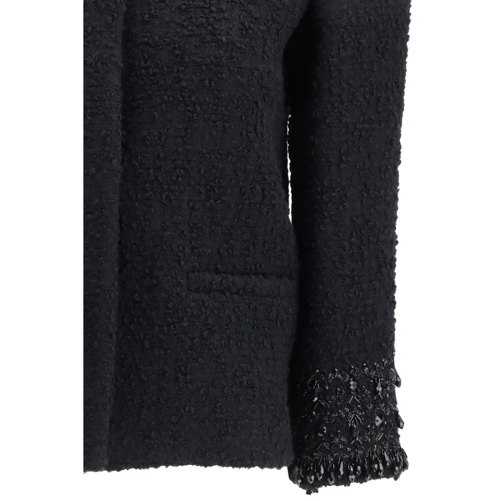 Valentino Black Fleece Wool Coat