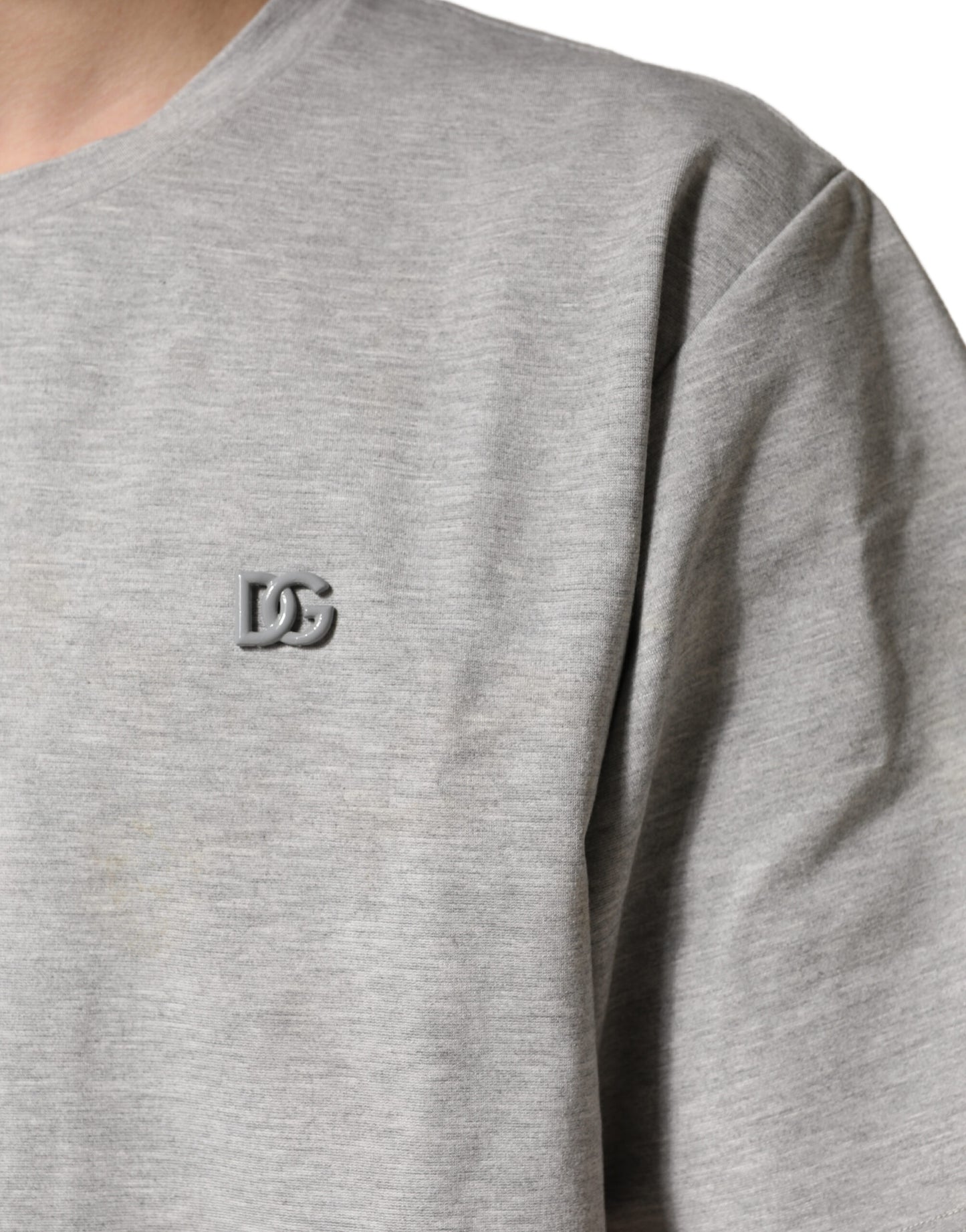 Dolce & Gabbana Grey Cotton Crewneck Short Sleeve T-Shirt
