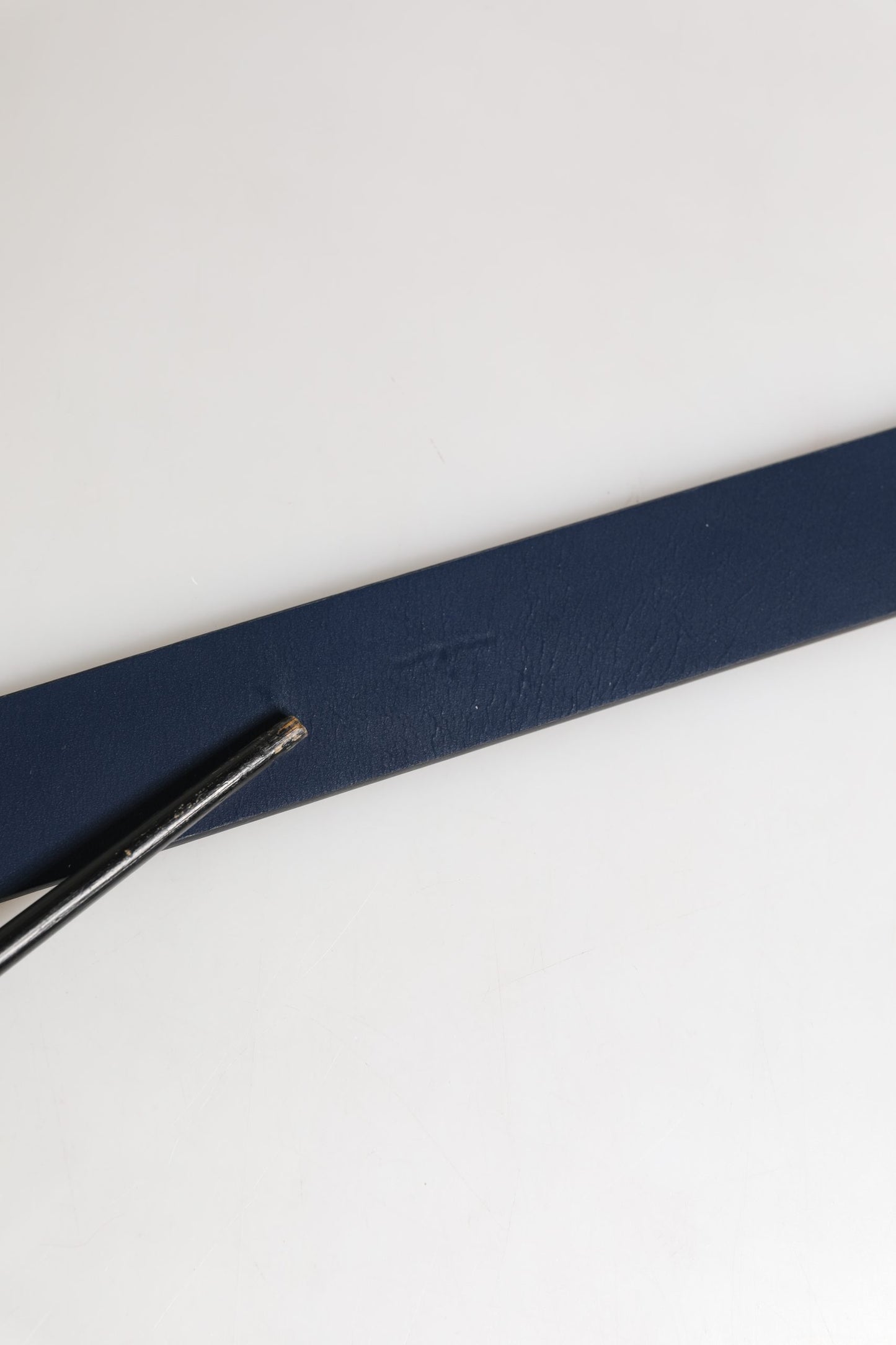 Dolce & Gabbana Men Blue Calf Leather Logo Metal Buckle Belt