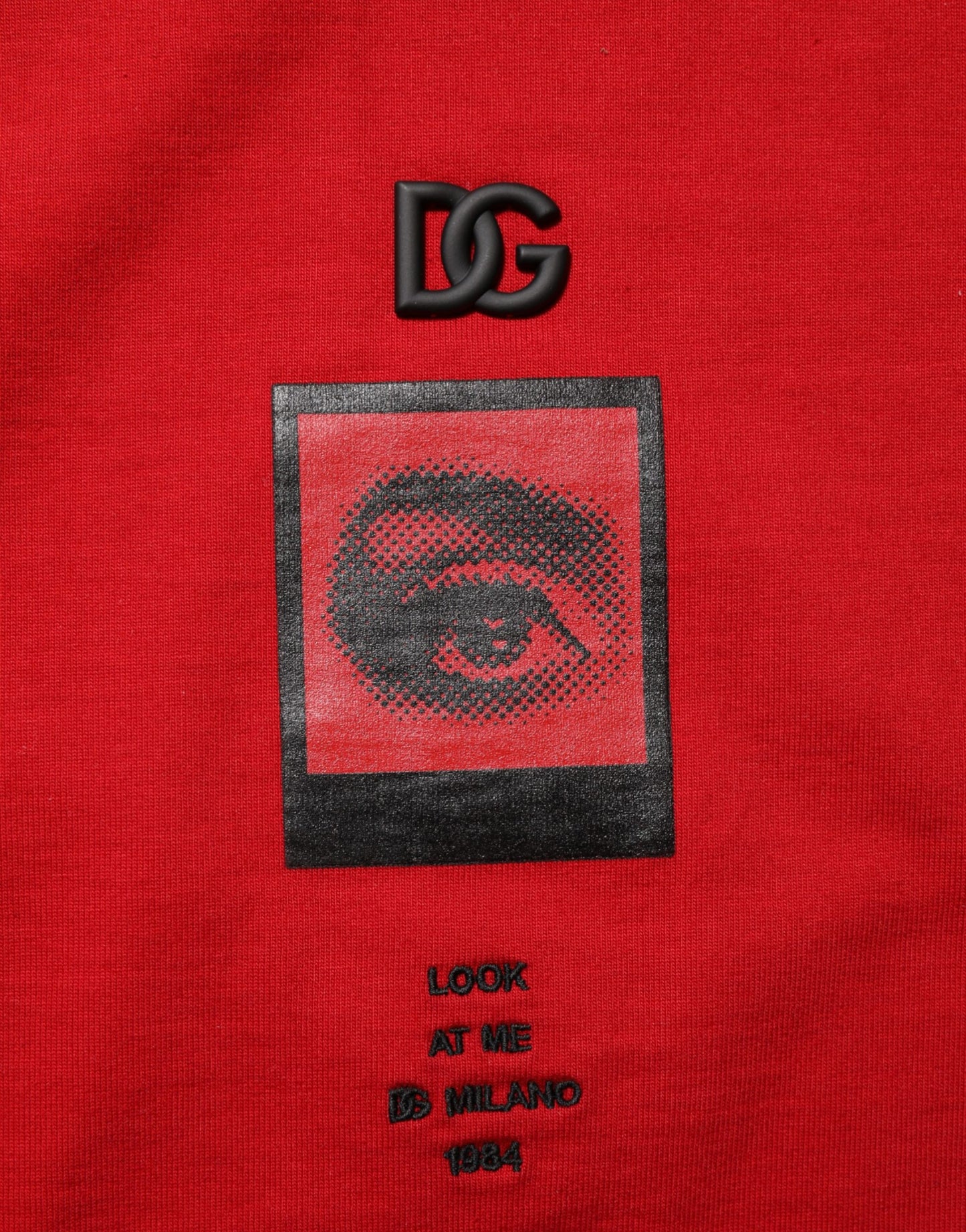 Dolce & Gabbana Red DG Eye Print Cotton Crew Neck T-shirt