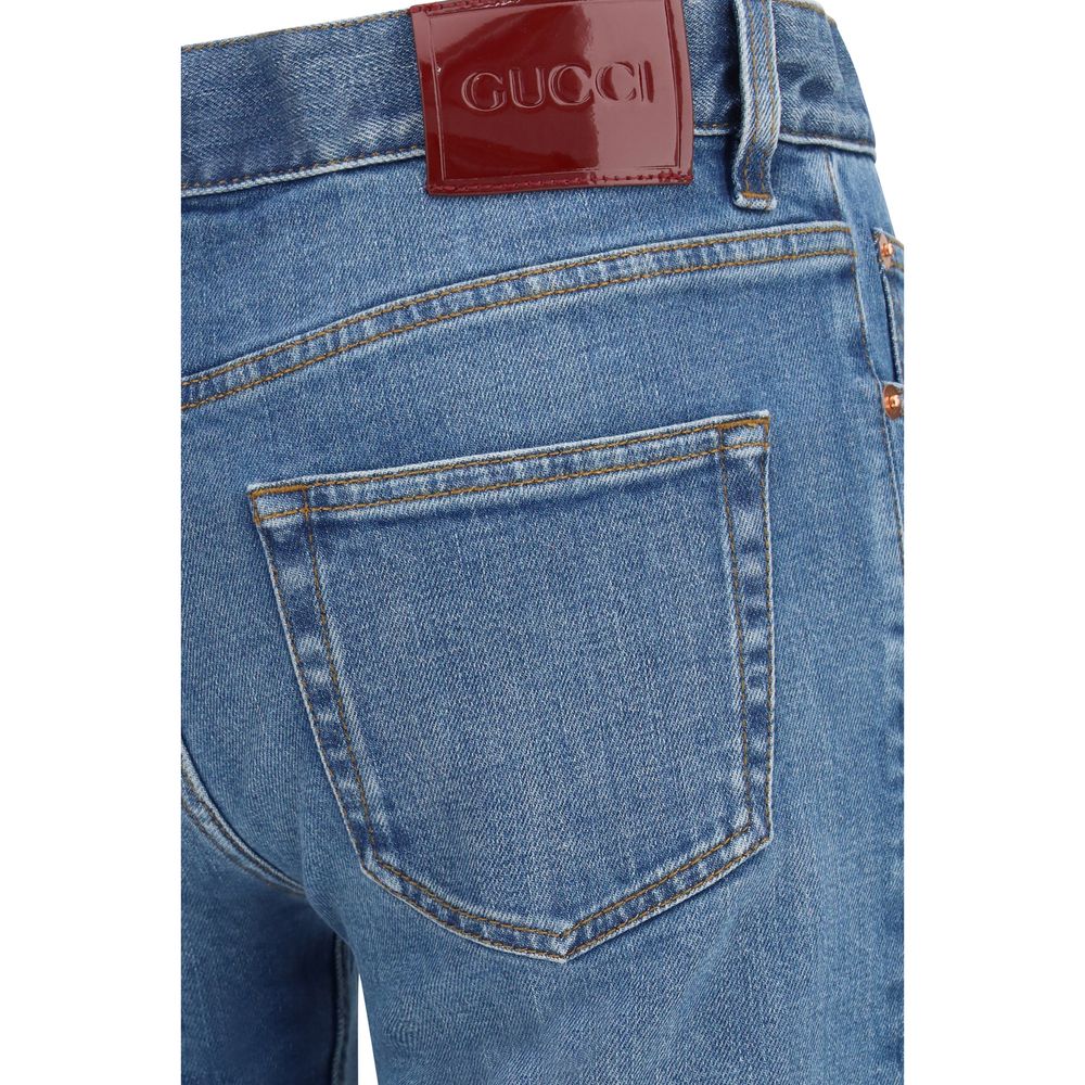 Gucci Blue Cotton Flared Jeans
