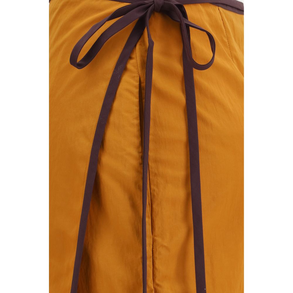 Saint Laurent Orange Nylon Midi Skirt
