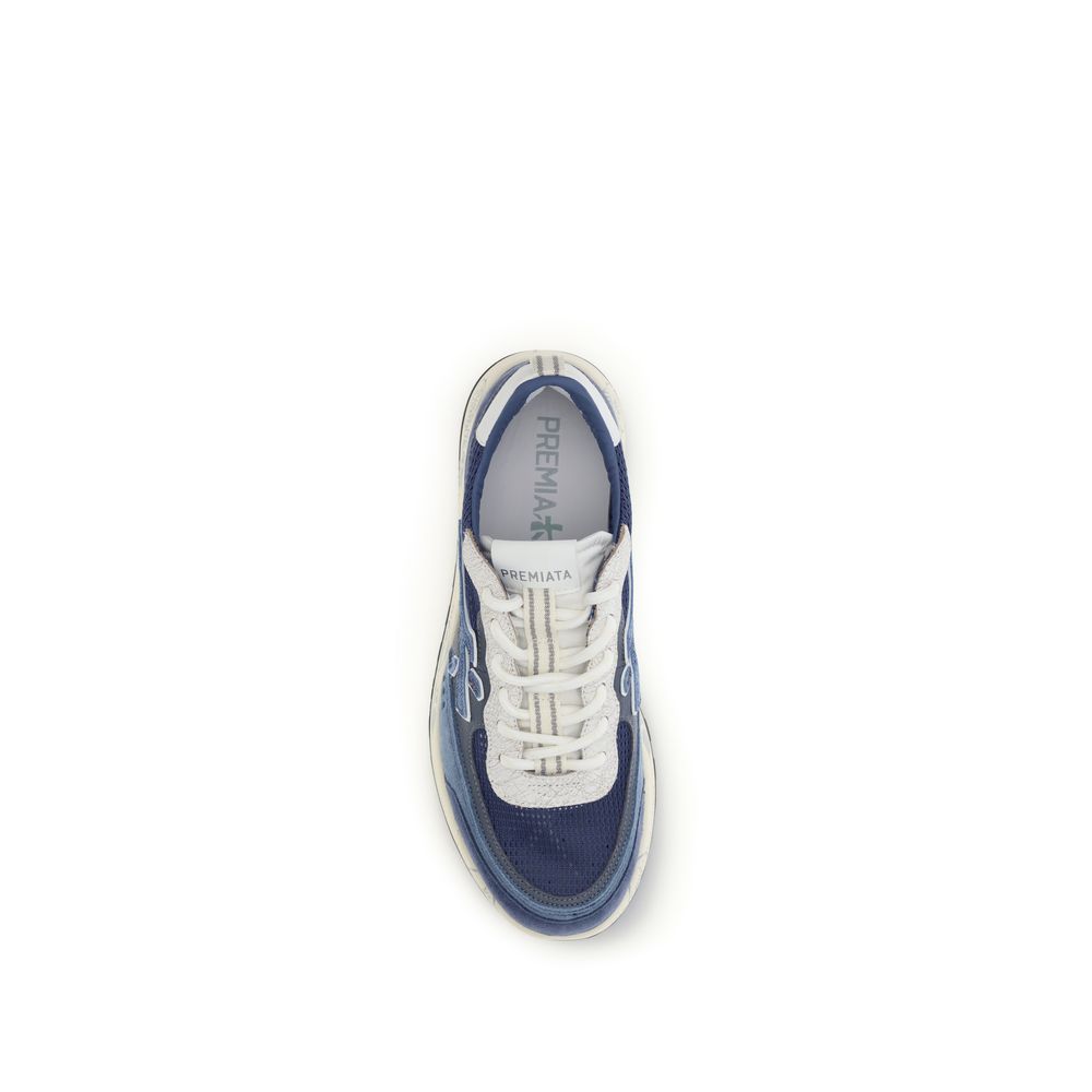 Premiata Blue Calf Leather Bos Taurus Low Top Sneakers