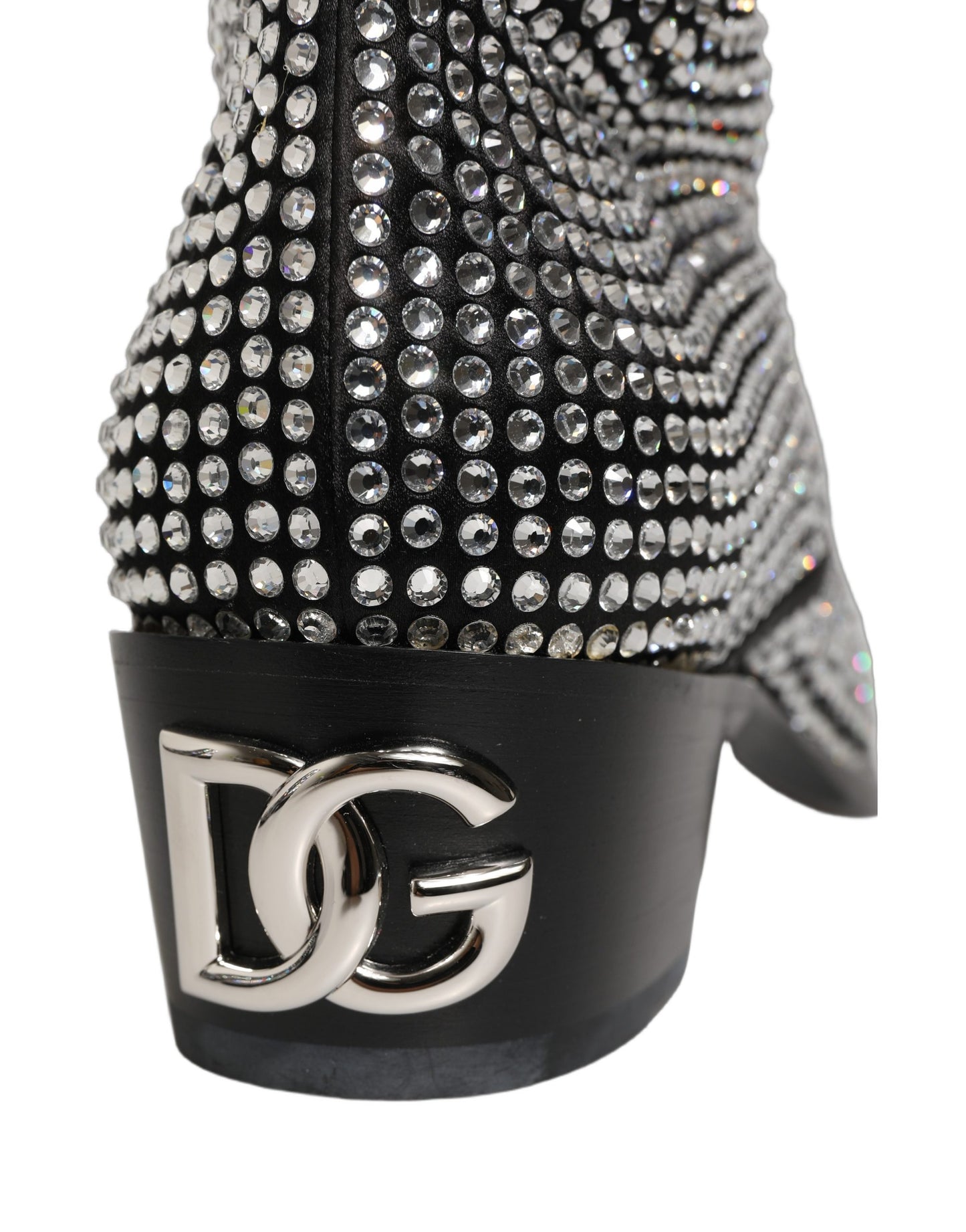 Dolce & Gabbana Black Crystal Embellished Ankle Boots Shoes