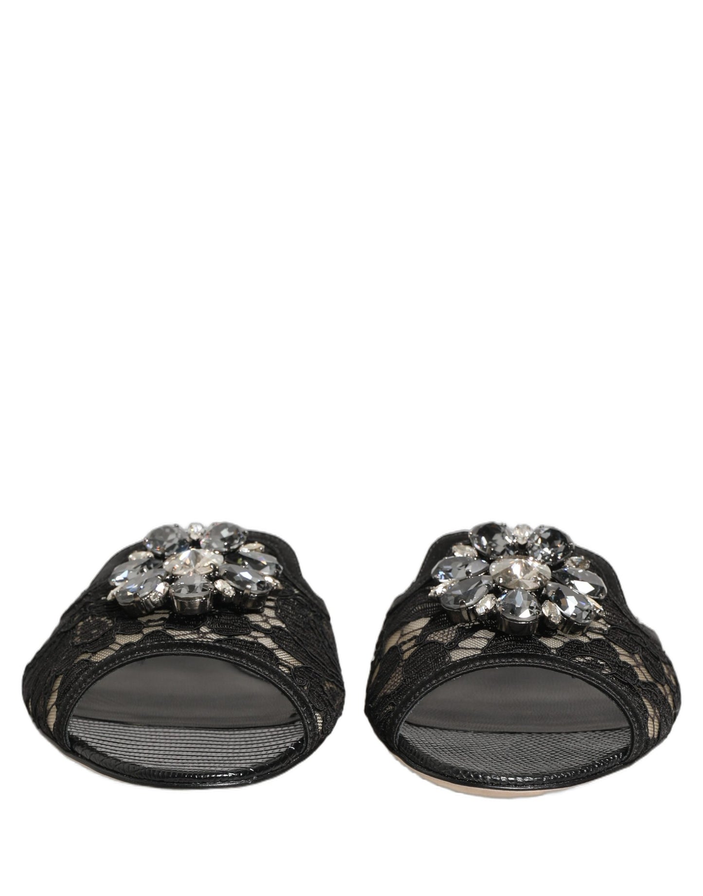 Dolce & Gabbana Black Devotion Lace Flats Slip On Shoes