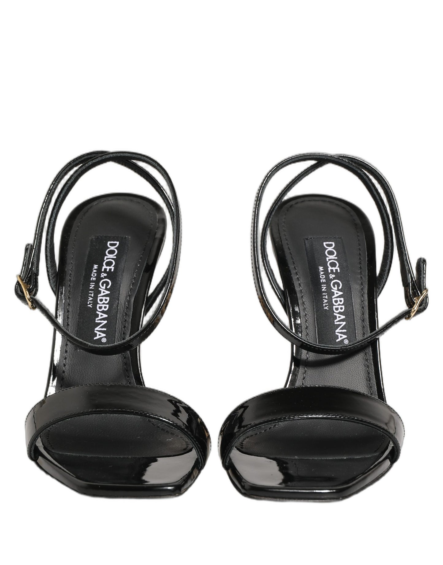 Dolce & Gabbana Black Leather Ankle Strap Heels Sandals Shoes