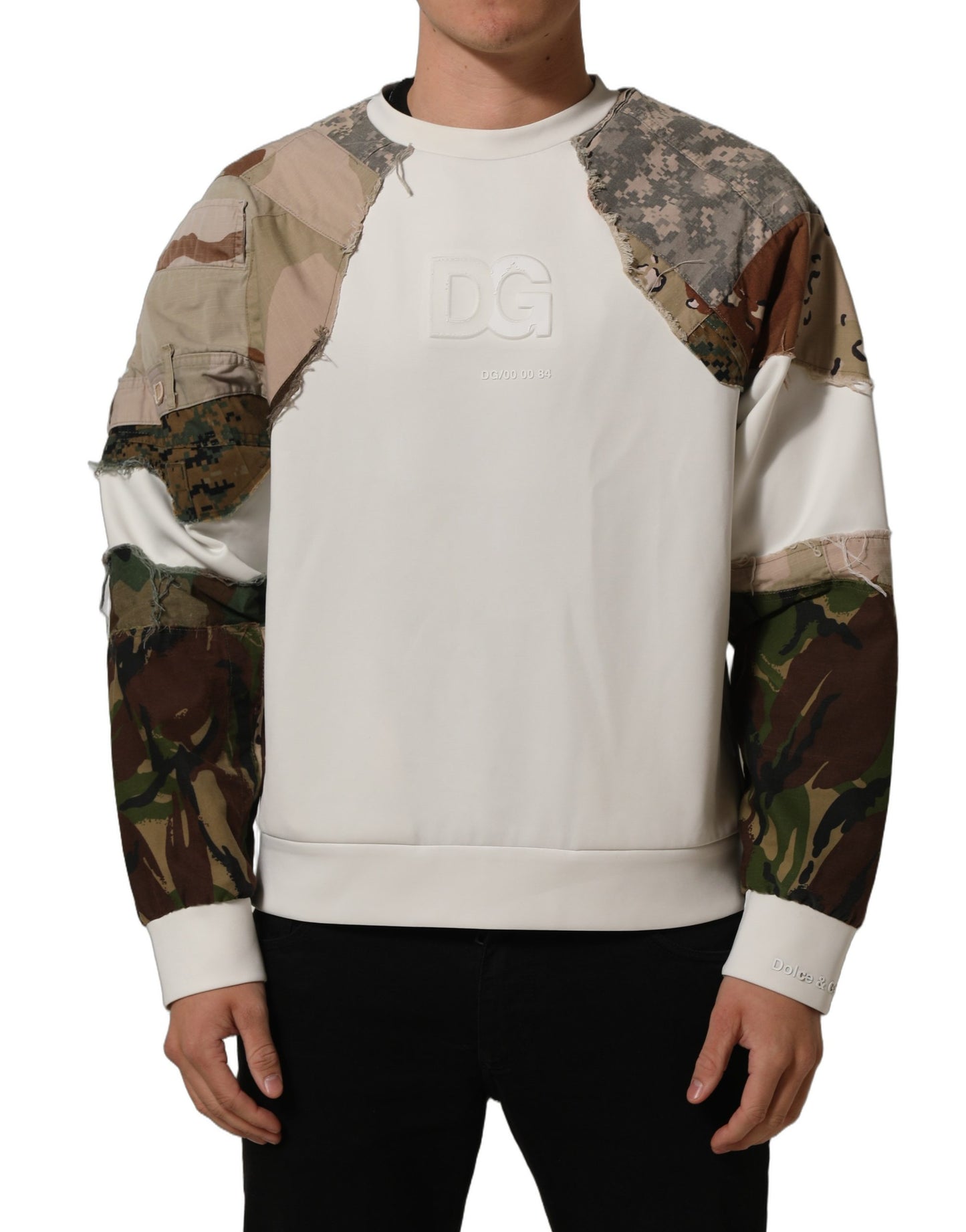 Dolce & Gabbana Multicolor Camo Patchwork Sweatshirt Sweater