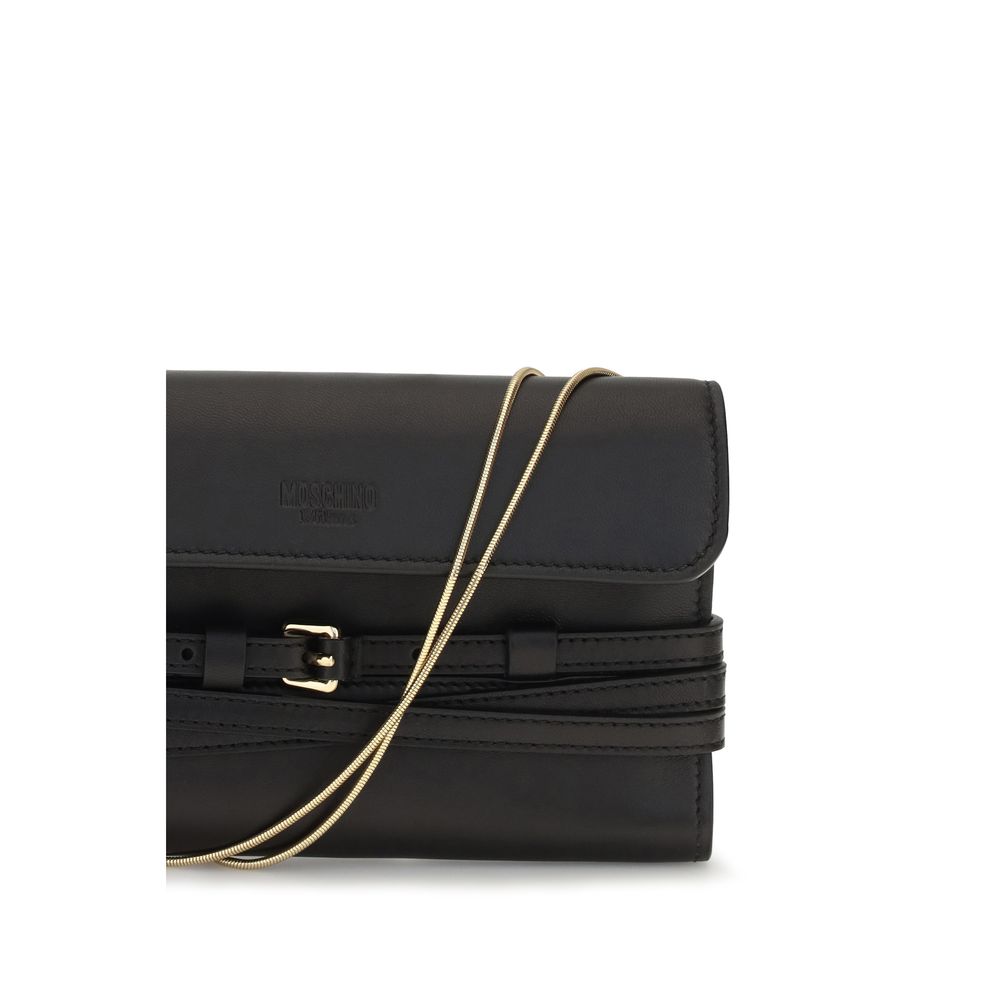 Moschino Black Goatskin Shoulder Bag