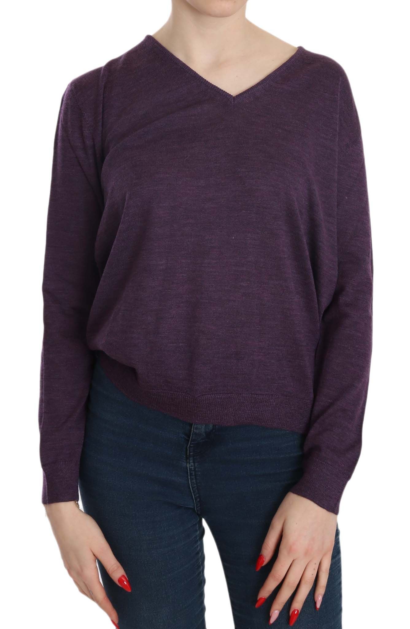 BLUSA IN LANA V-NECK VIOLA ELEGANTE BYBLOS