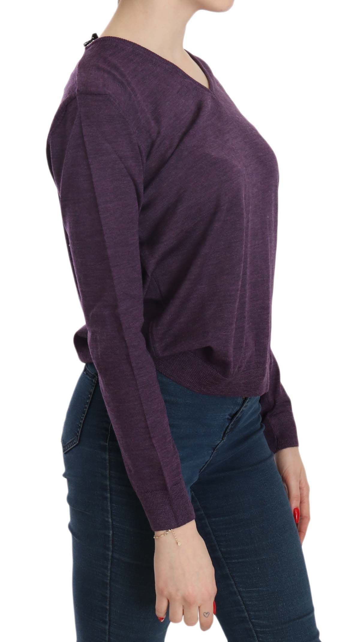 BLUSA IN LANA V-NECK VIOLA ELEGANTE BYBLOS