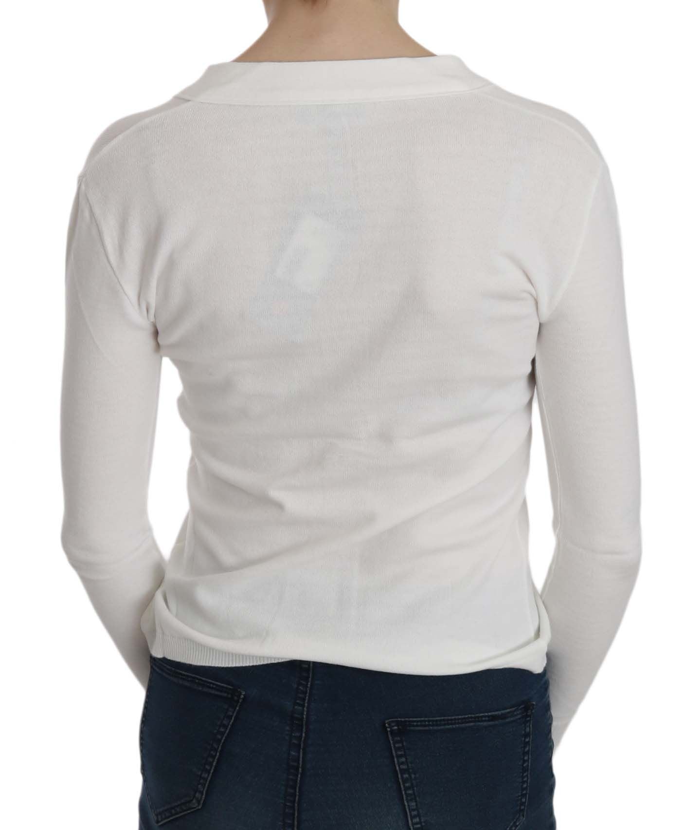 BYBLOS Elegante Blusa Cardigan Cropped Bianco a V