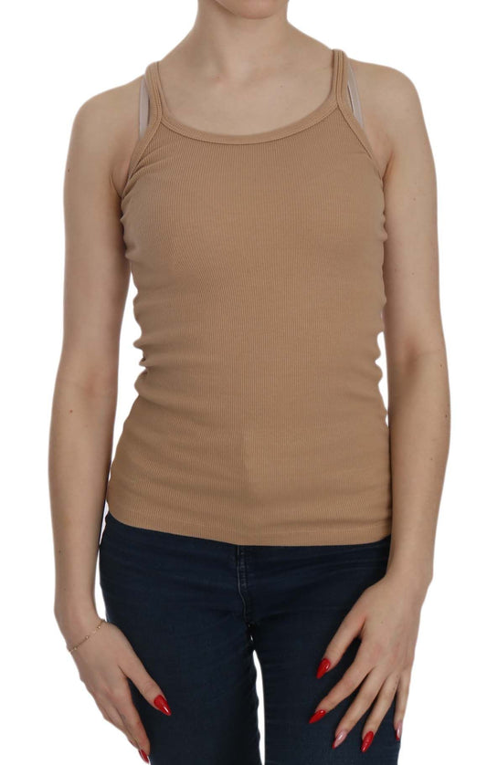 Blusa sin mangas con tirantes finos en color beige
