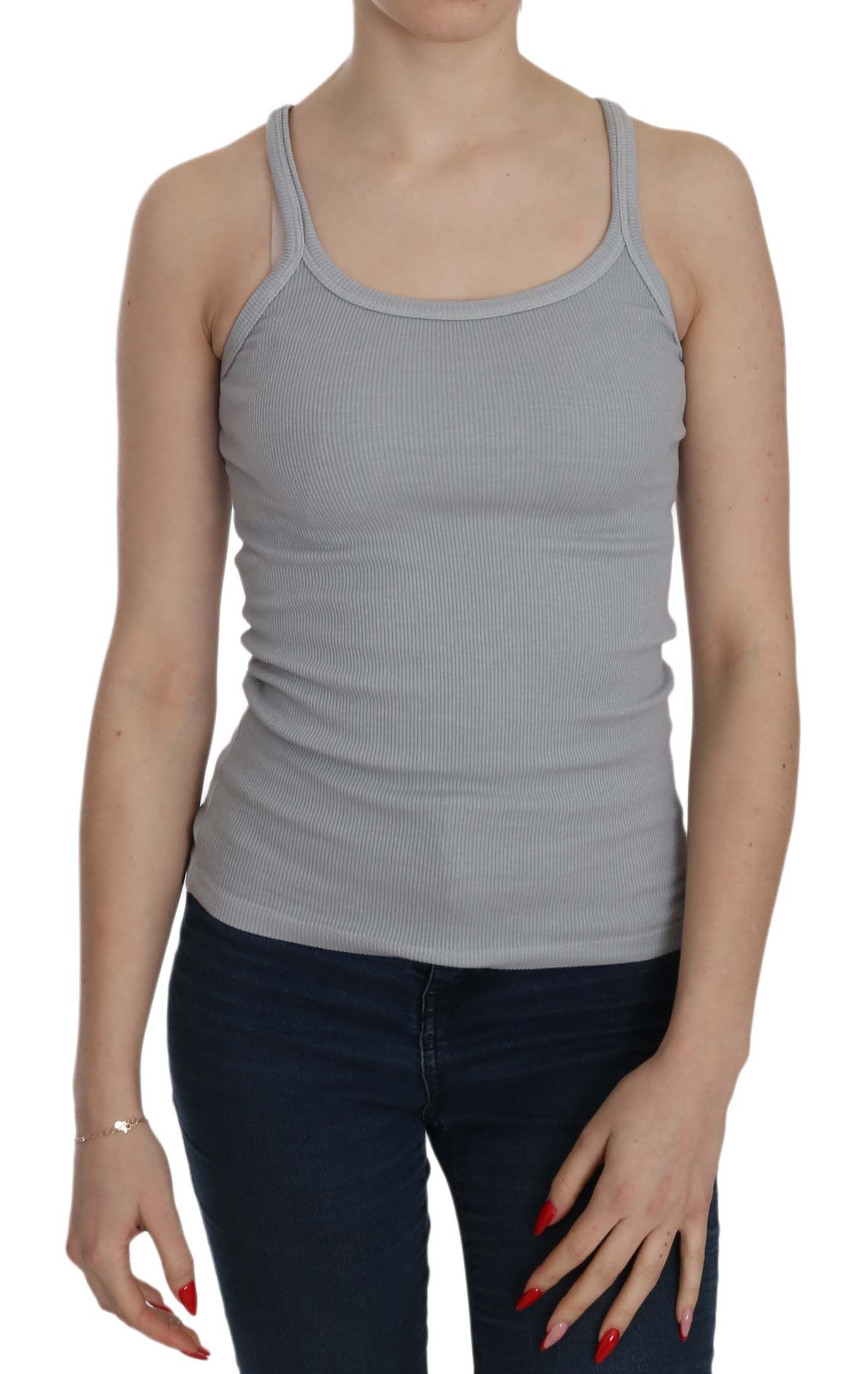 PINK MEMORIES Blouse en coton légère grise clair sans manches élégante