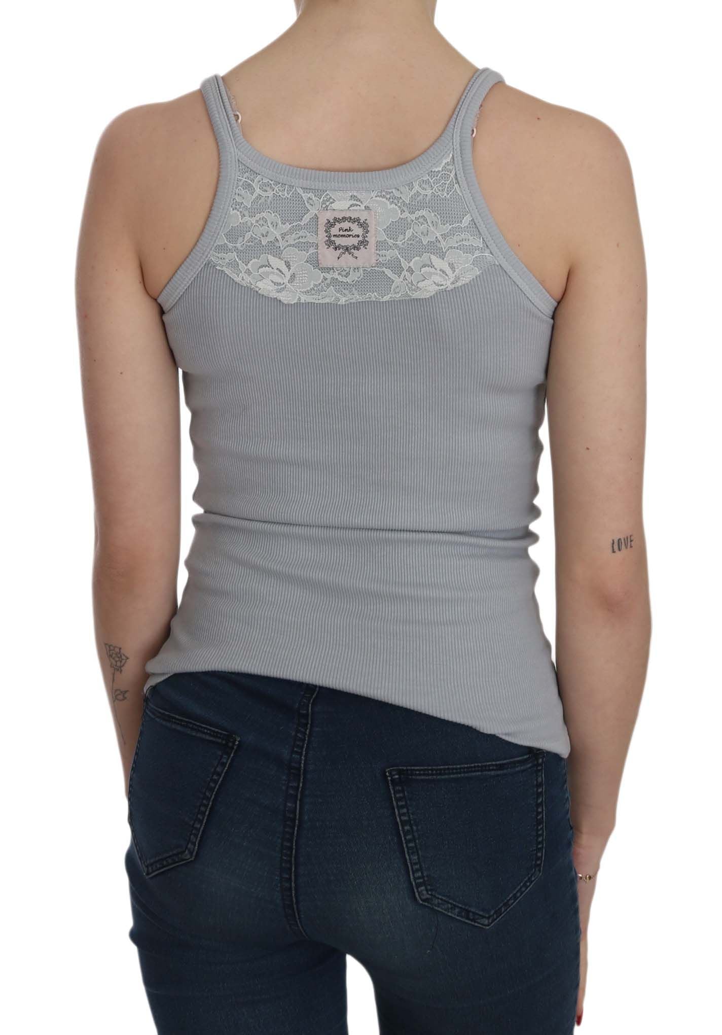 PINK MEMORIES Blouse en coton légère grise clair sans manches élégante