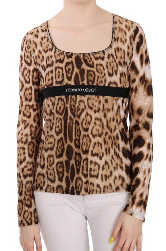 Top Long À Manches Longues Léopard Élégant Roberto Cavalli
