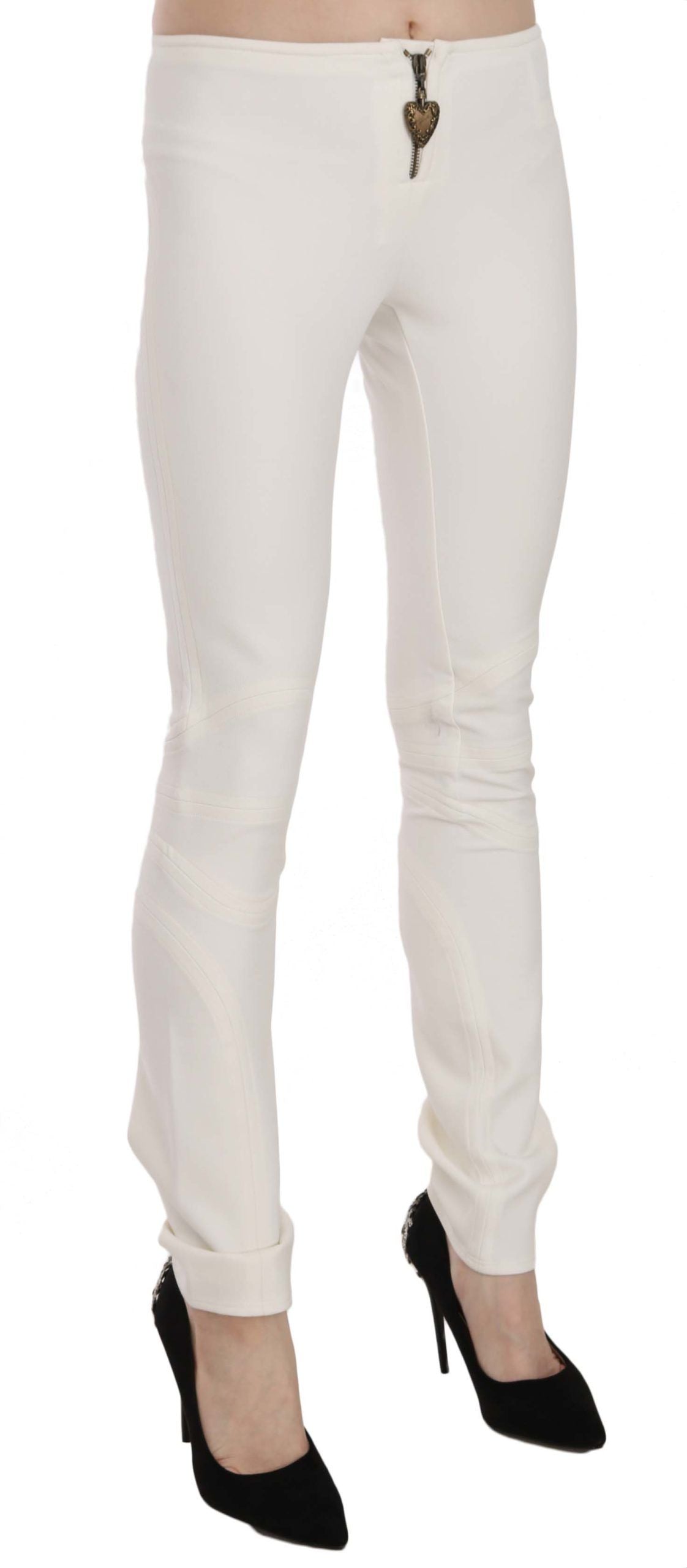 Pantalones de vestir ajustados de cintura media blancos