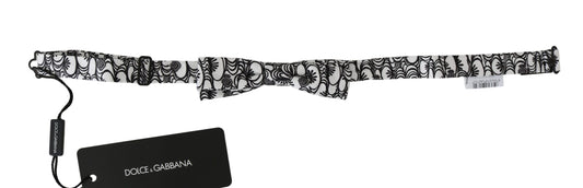 Corbata Papillon De Seda Con Cuello Ajustable Y Estampado Blanco