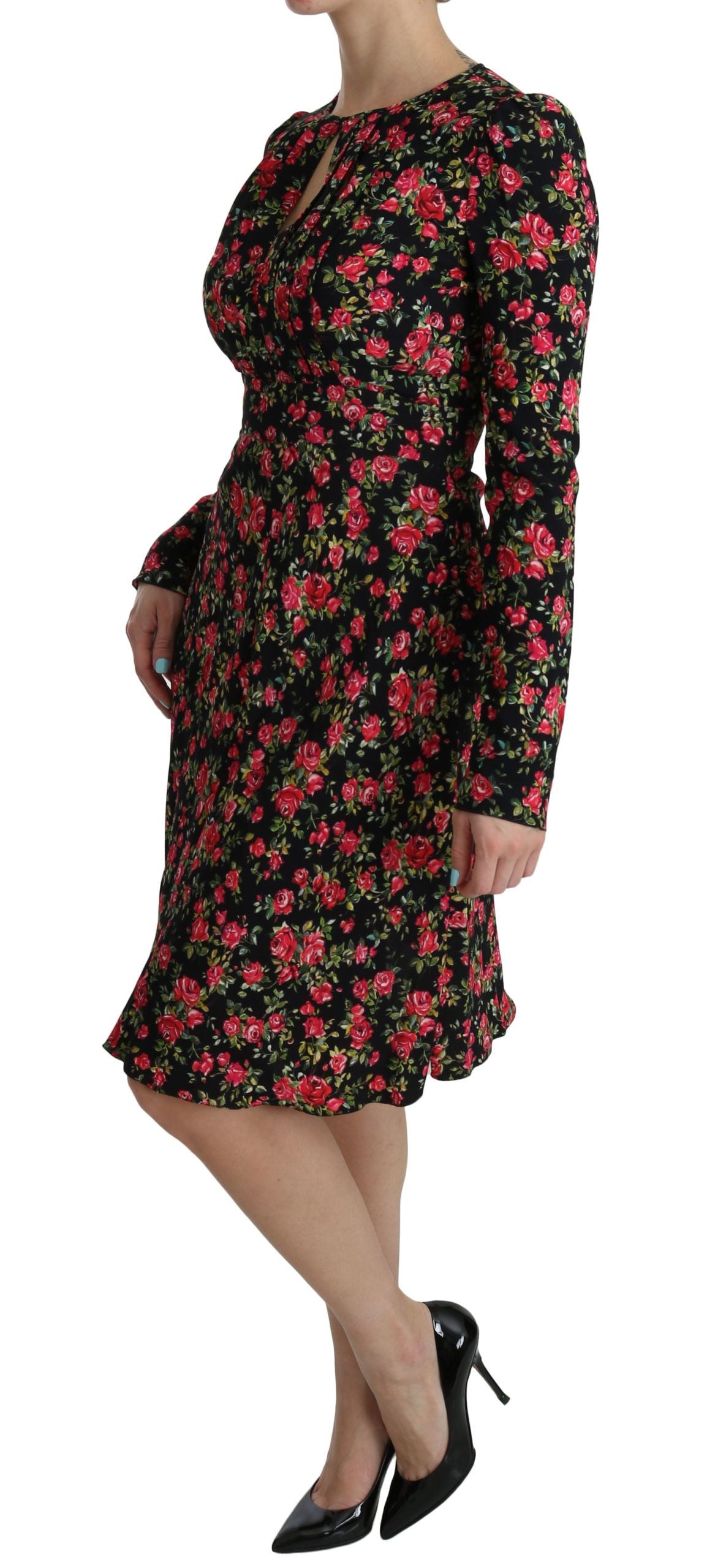 Dolce & Gabbana Floral A-Linie Viskose Knielanges Kleid