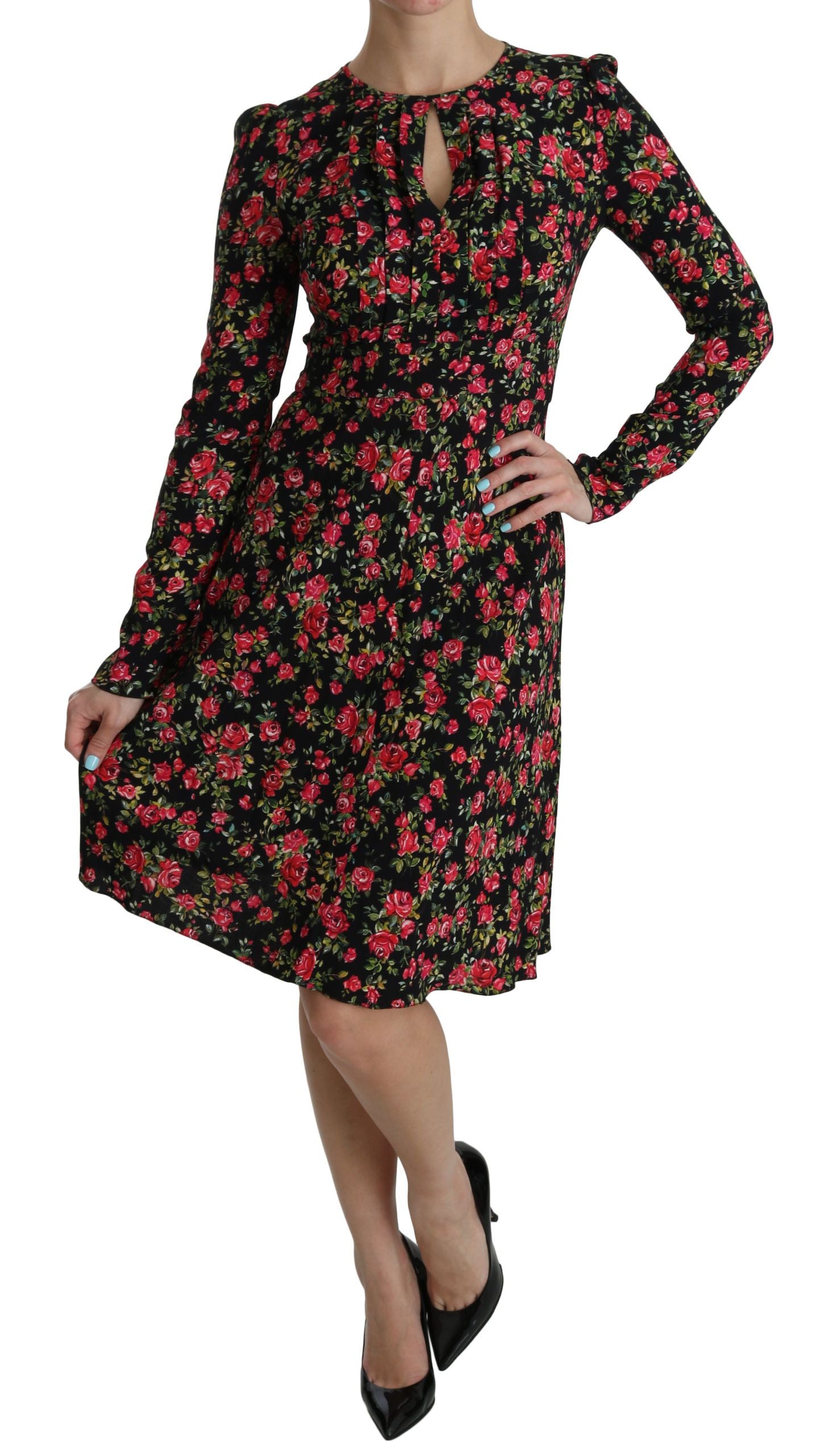 Dolce & Gabbana Floral A-Linie Viskose Knielanges Kleid