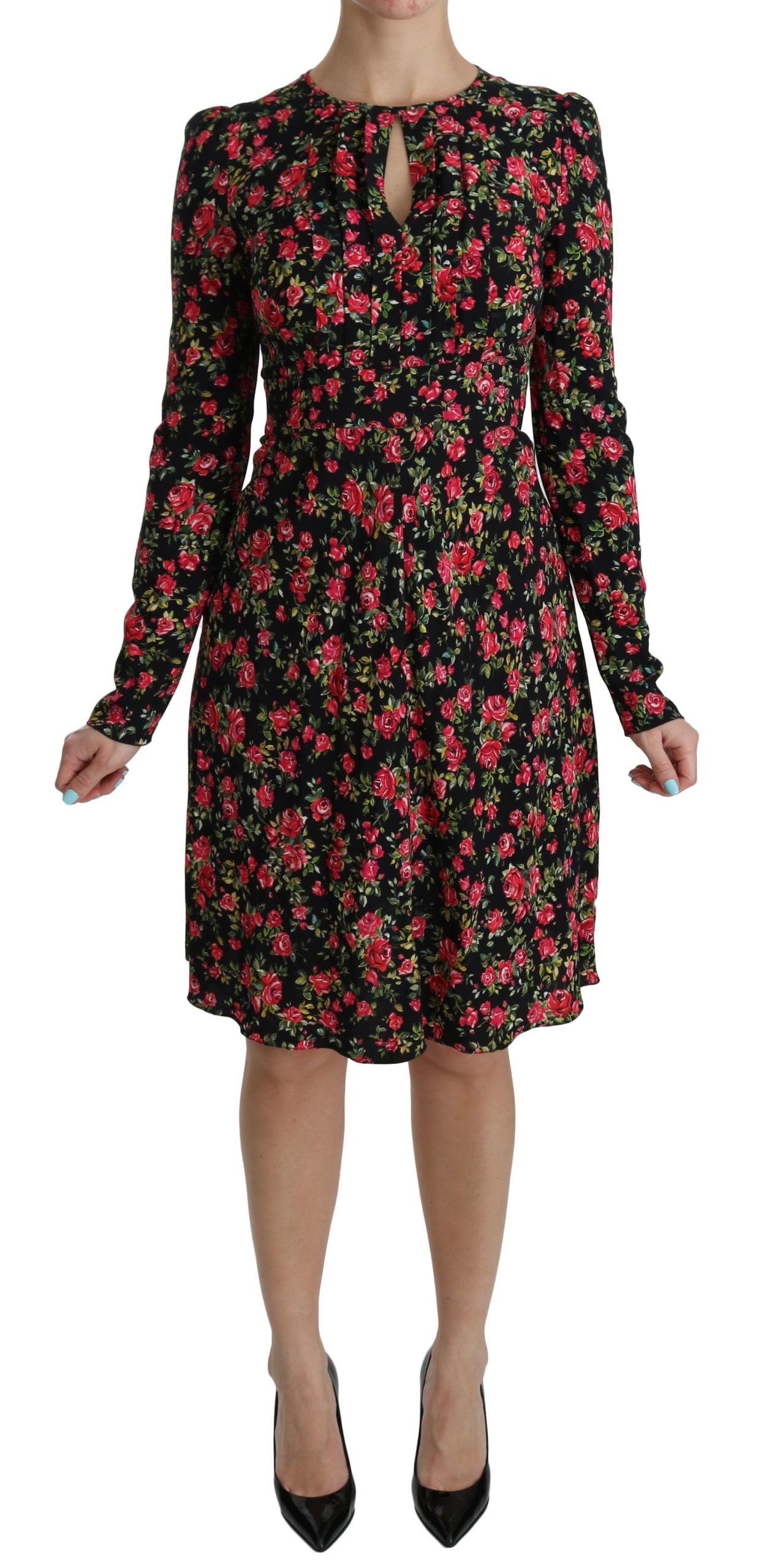 Dolce & Gabbana Floral A-Linie Viskose Knielanges Kleid