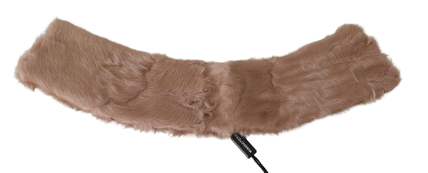 Sciarpa in pelle di agnello con collo in pelliccia beige