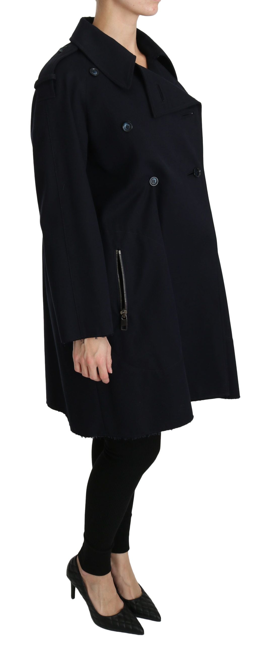 Cappotto Trench da donna in cotone blu