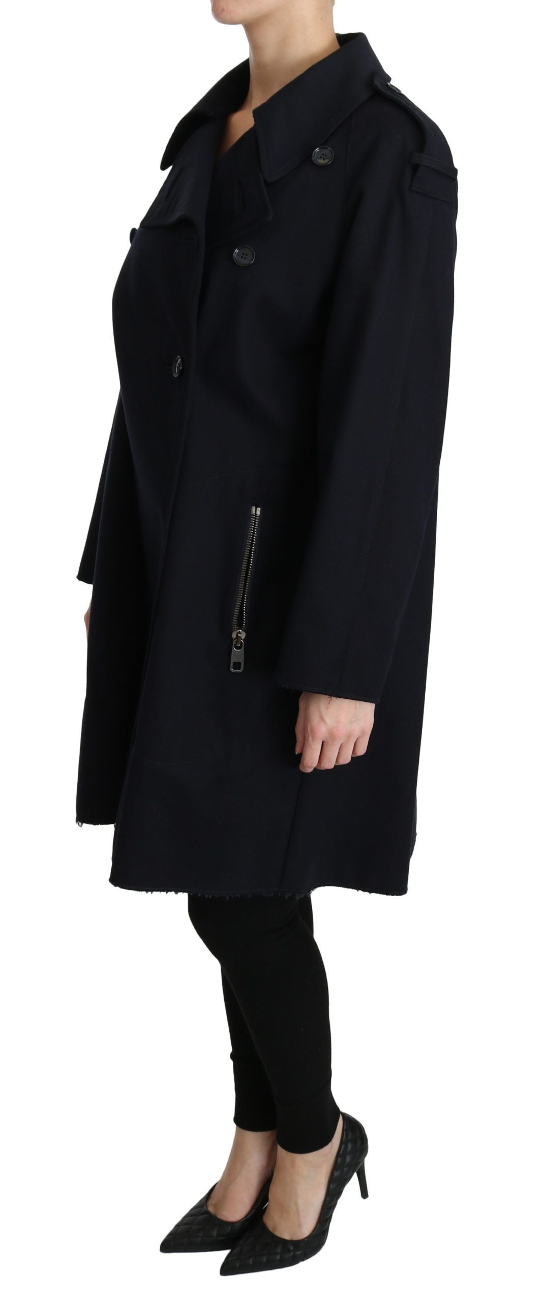 Cappotto Trench da donna in cotone blu