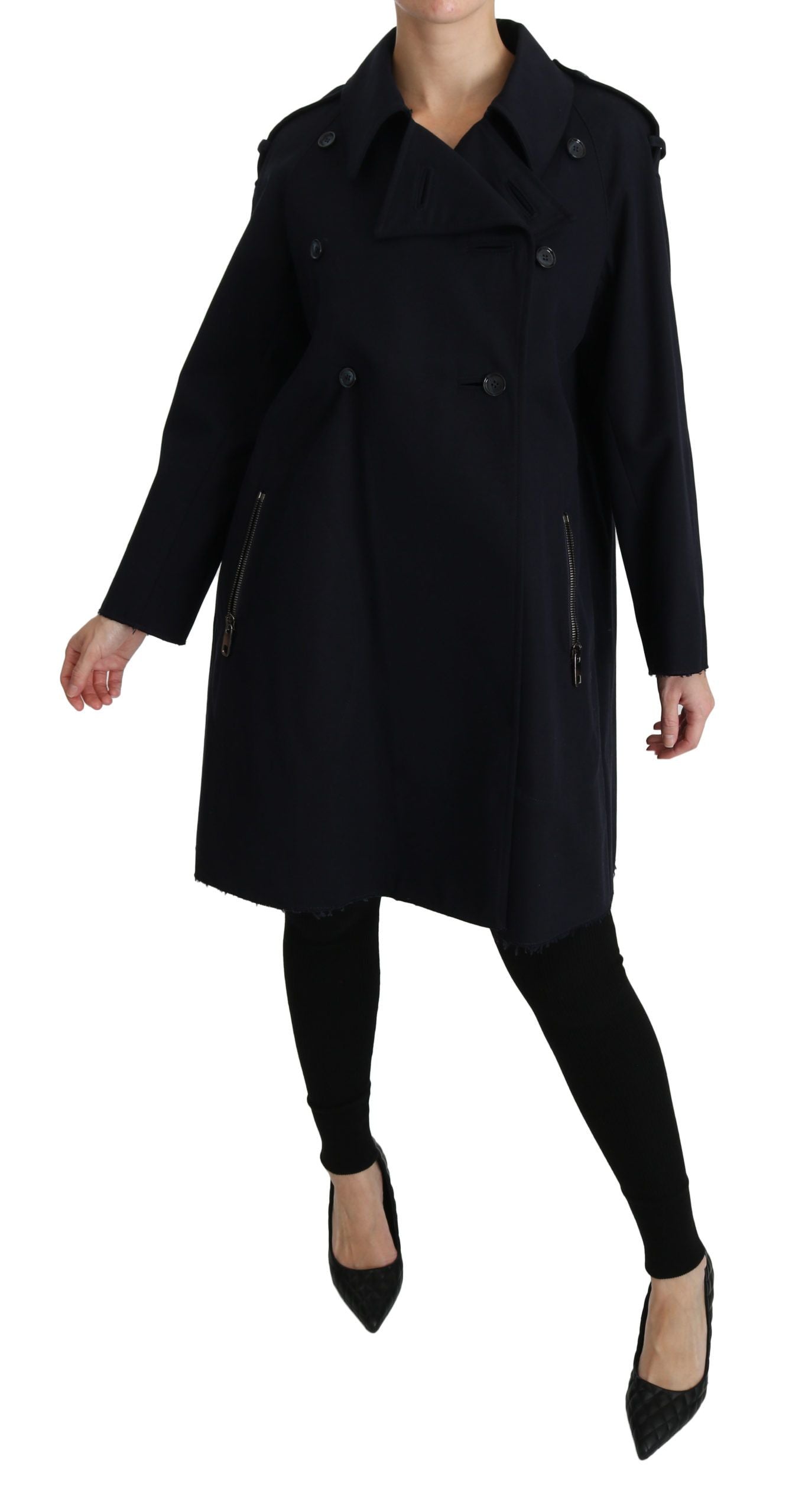 Cappotto Trench da donna in cotone blu