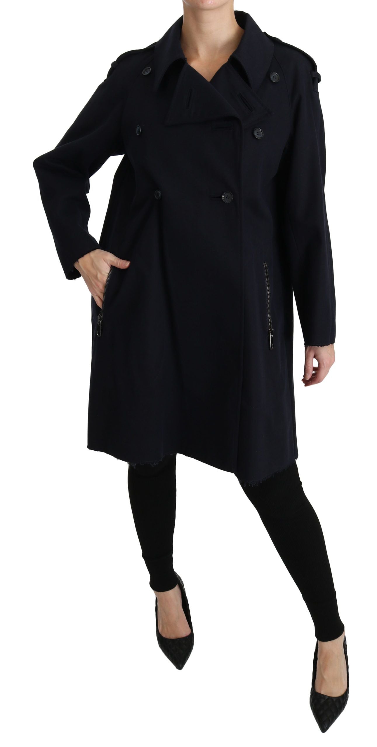 Cappotto Trench da donna in cotone blu