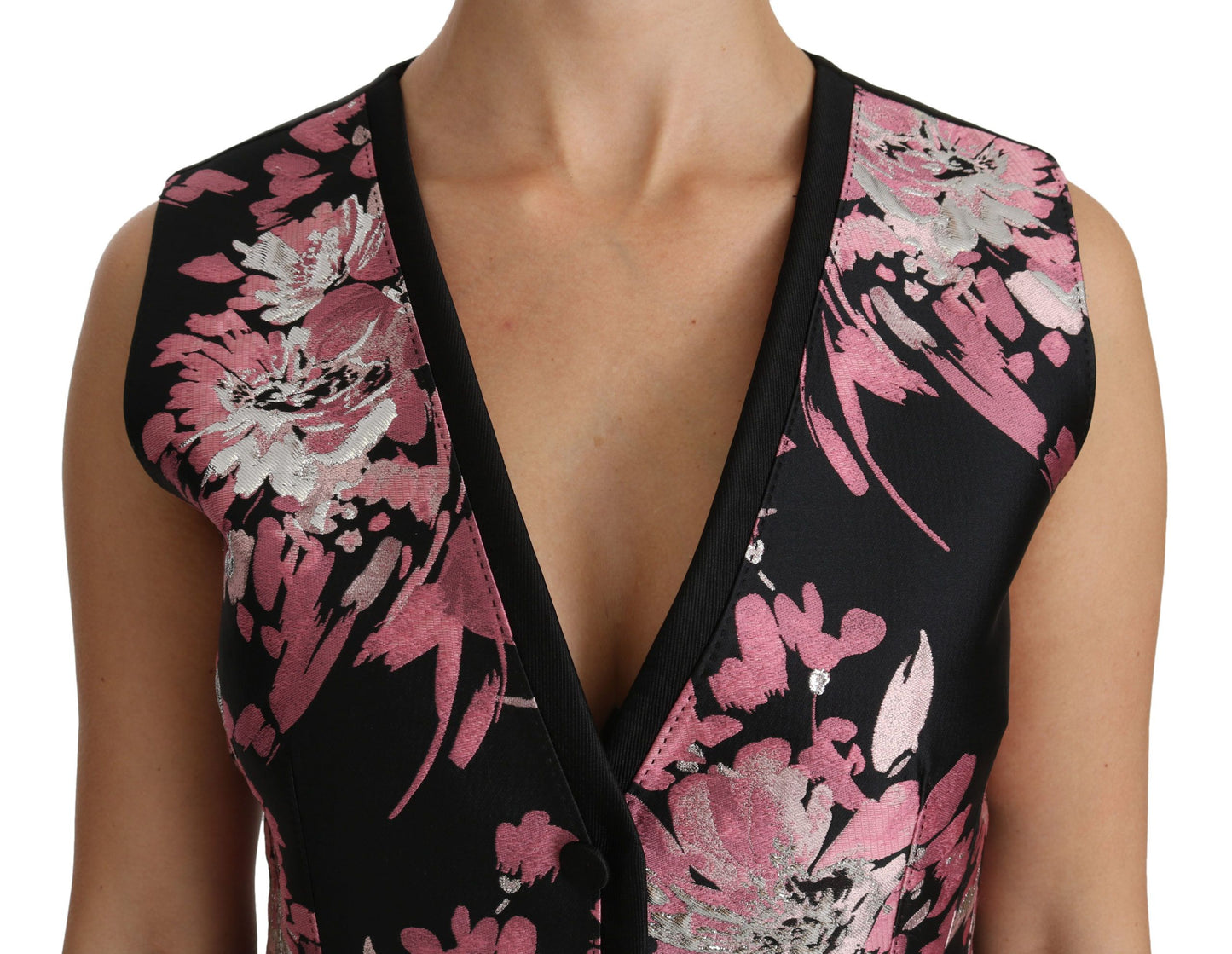 Dolce & Gabbana Elegante Florale Brokat Plunge Top
