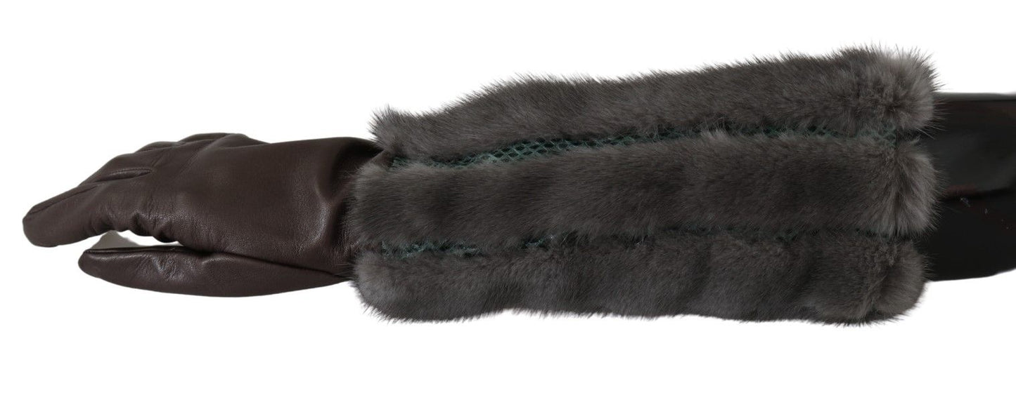 Dolce & Gabbana – Elegante Lederhandschuhe mit mittlerem Arm in Braun