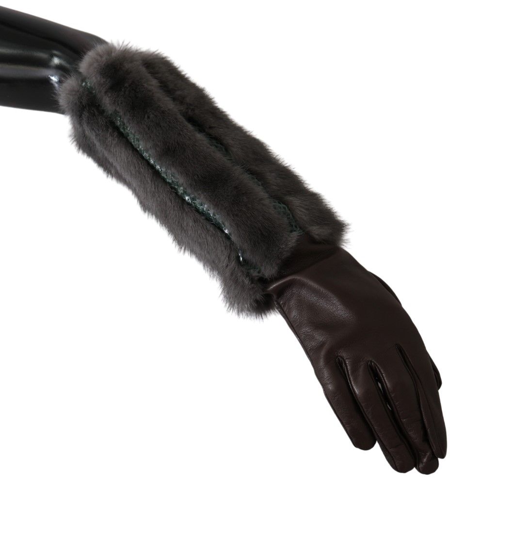Dolce & Gabbana – Elegante Lederhandschuhe mit mittlerem Arm in Braun