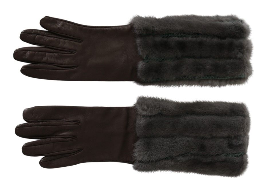 Dolce & Gabbana – Elegante Lederhandschuhe mit mittlerem Arm in Braun