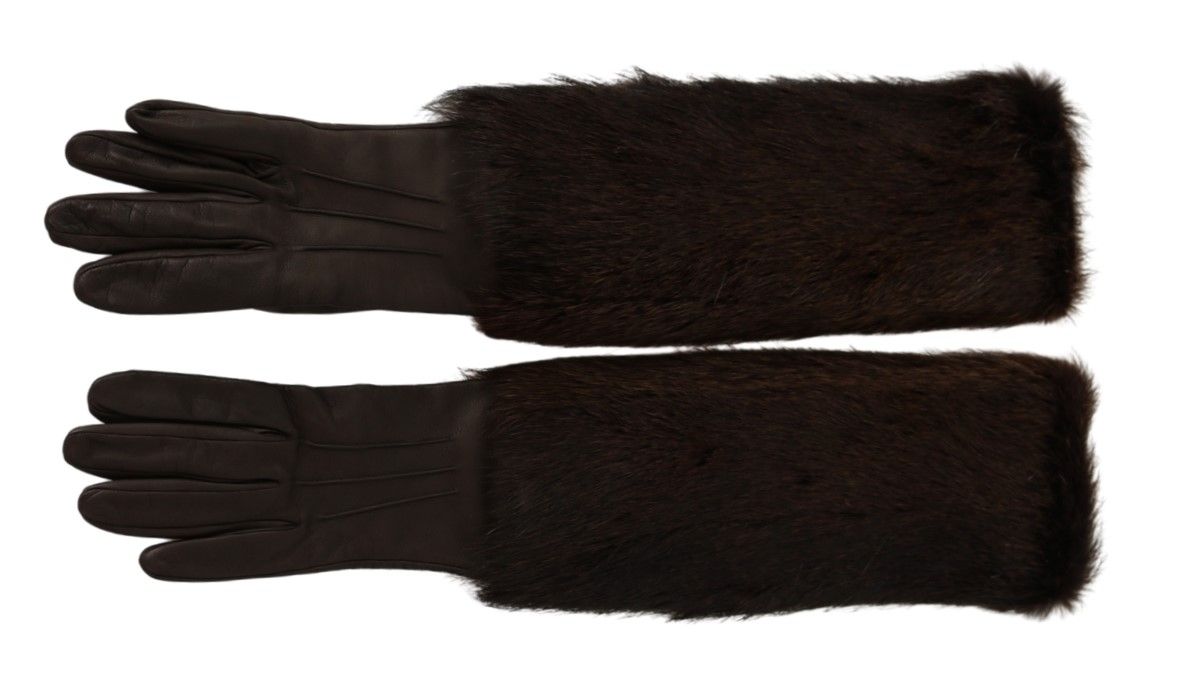 Guantes de piel de cuero con manoplas marrones hasta el codo