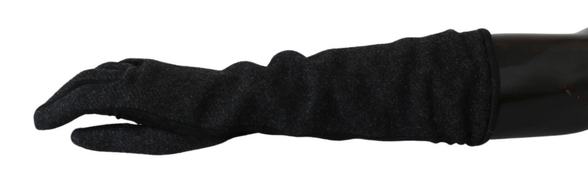 Guantes de lana mitones de longitud media del brazo gris negro