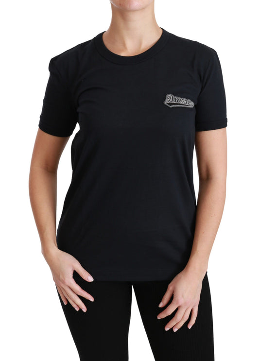 Dolce & Gabbana Elegantes Rundhals-Blau Amore T-Shirt