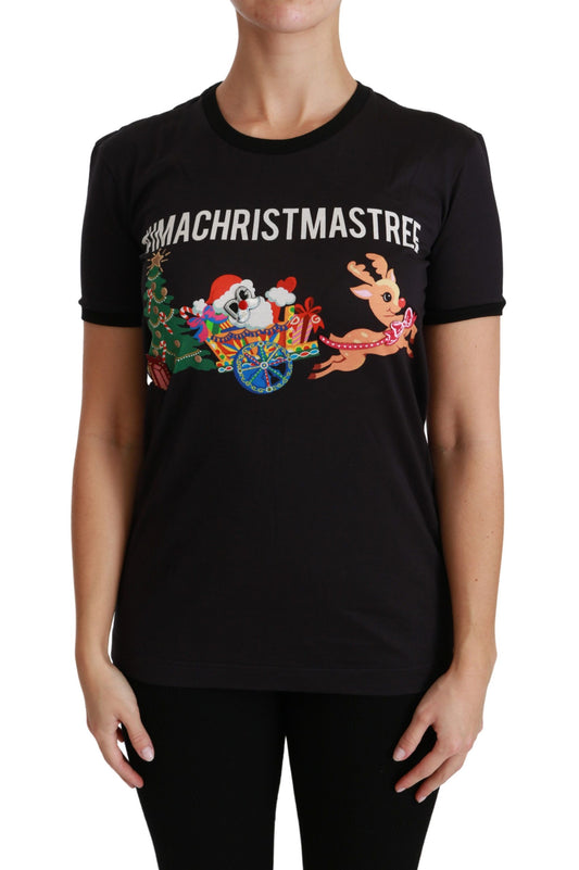 Camiseta negra con cuello redondo #ImAChristmasTree