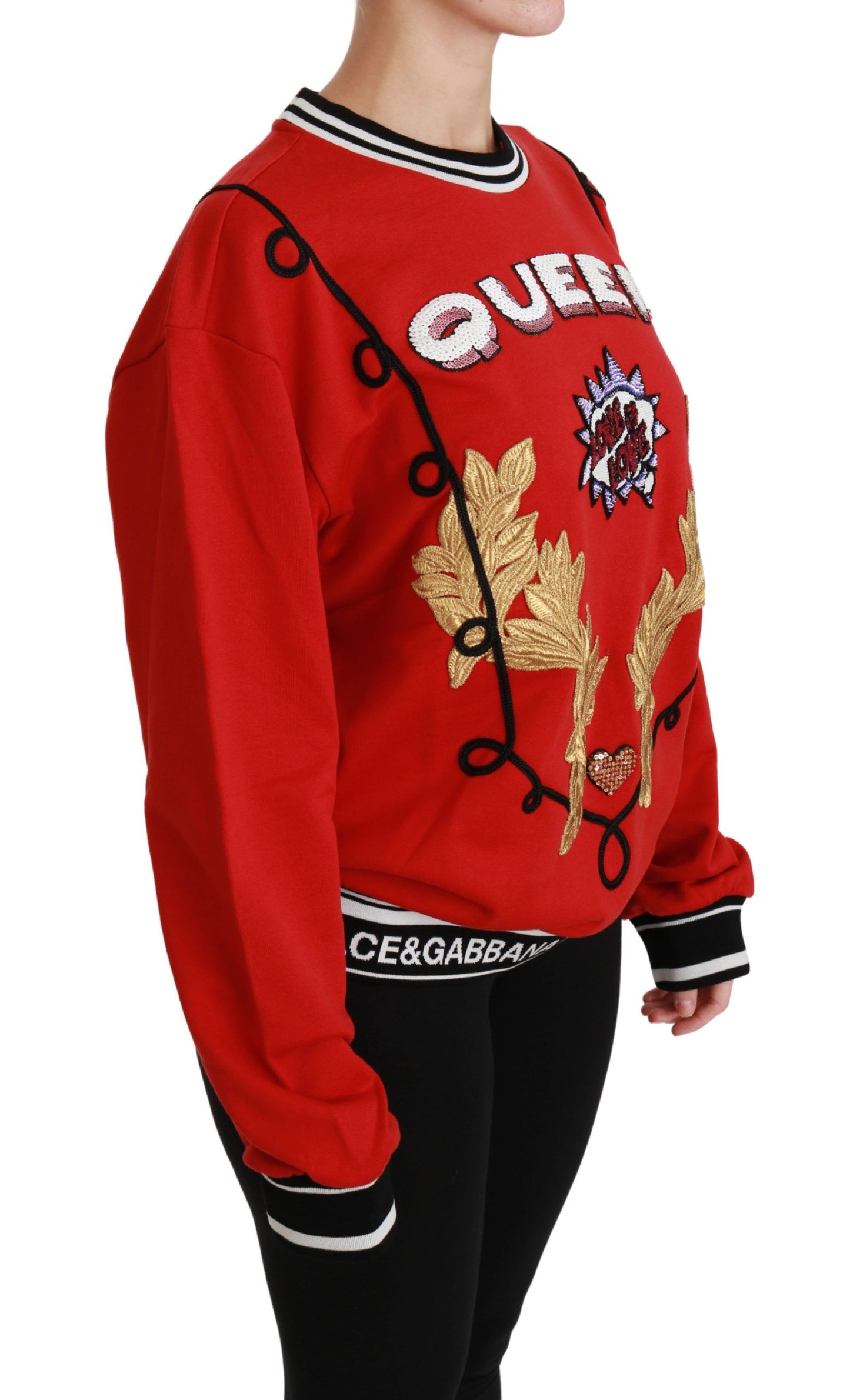 Dolce & Gabbana Strahlend Roter Pailletten Rundhals-Pullover