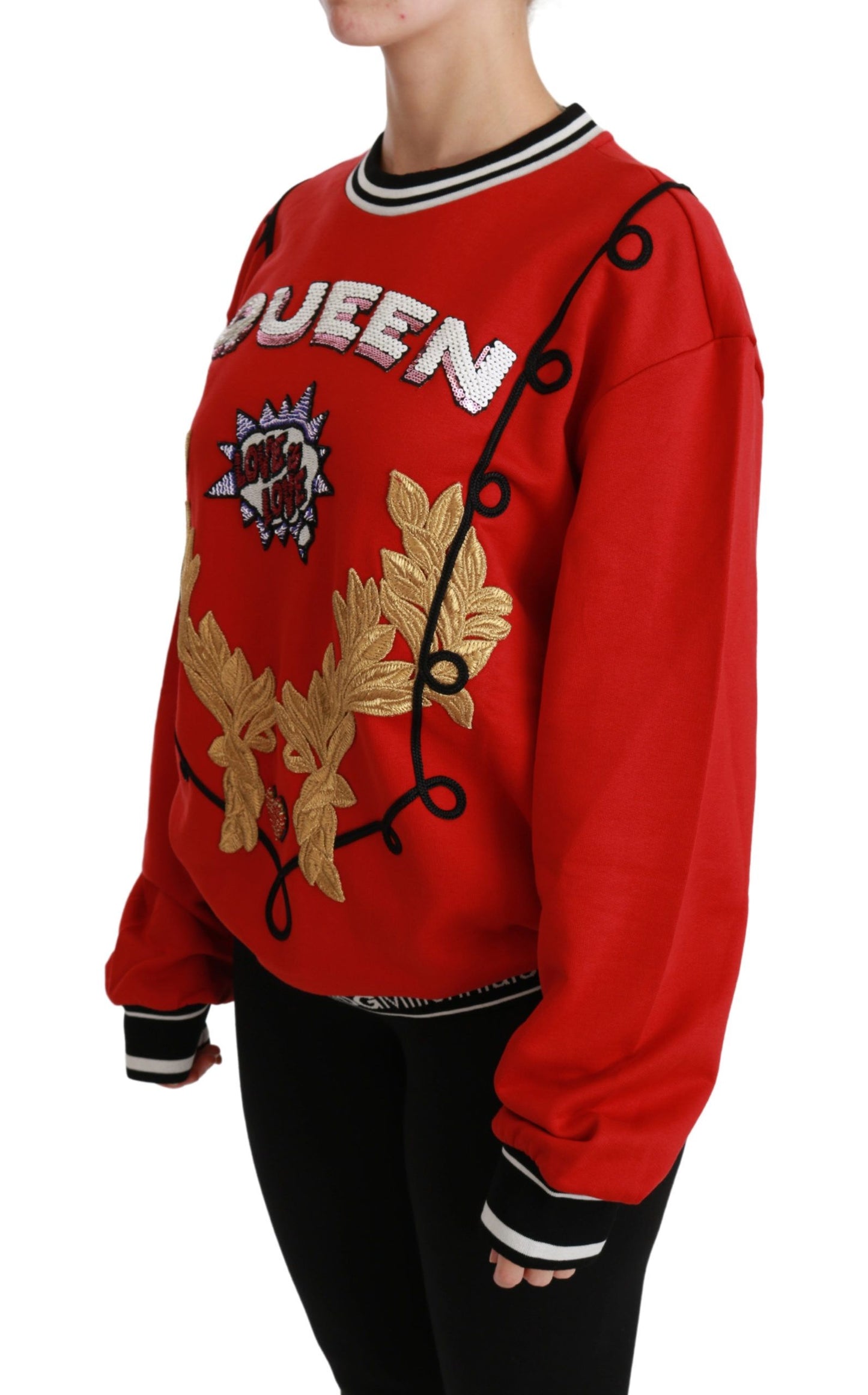 Dolce & Gabbana Strahlend Roter Pailletten Rundhals-Pullover