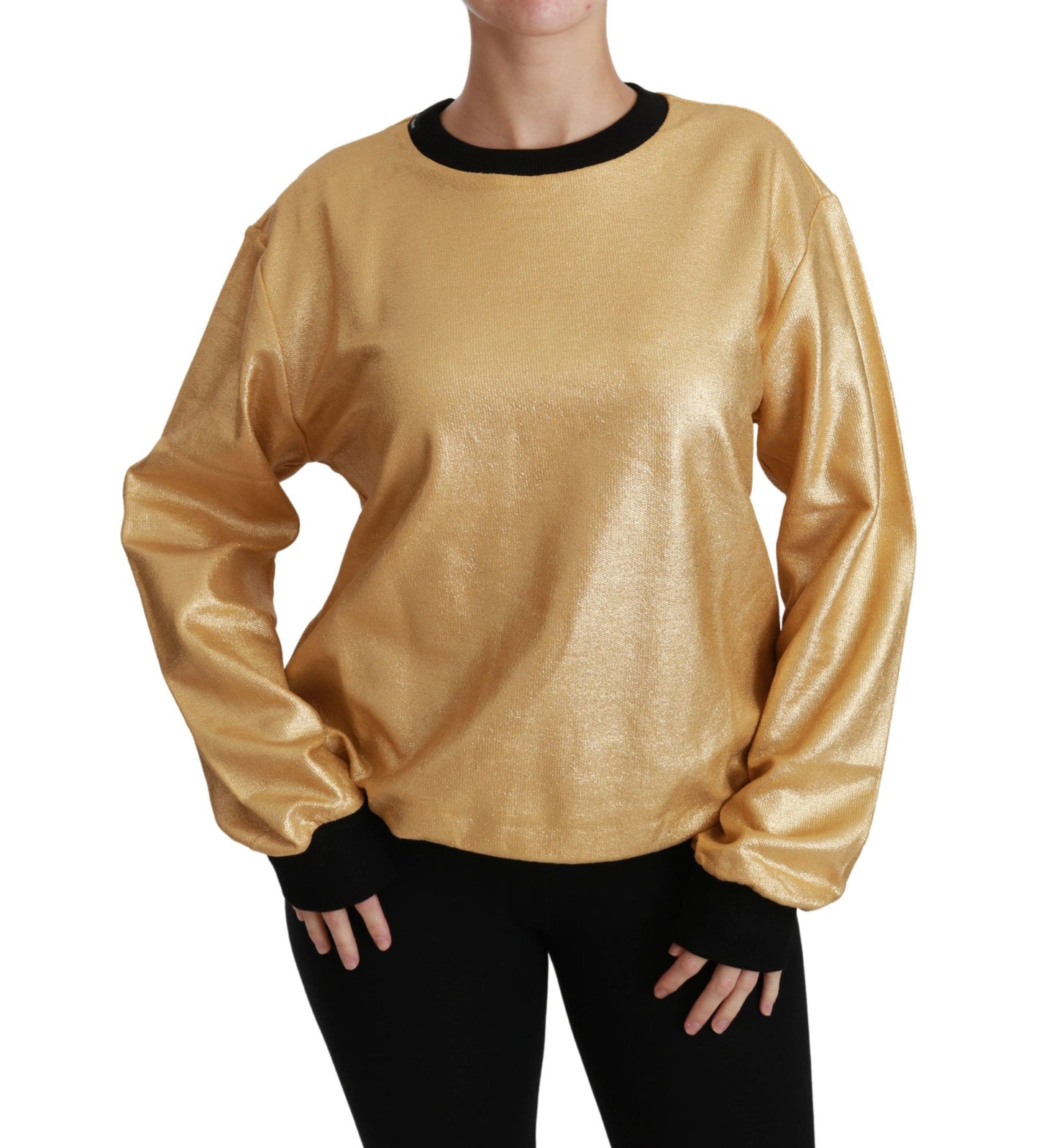Maglione pullover girocollo in cotone dorato