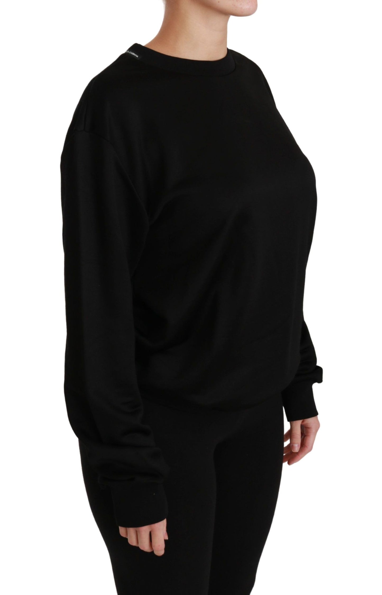 Maglione pullover girocollo in cotone nero