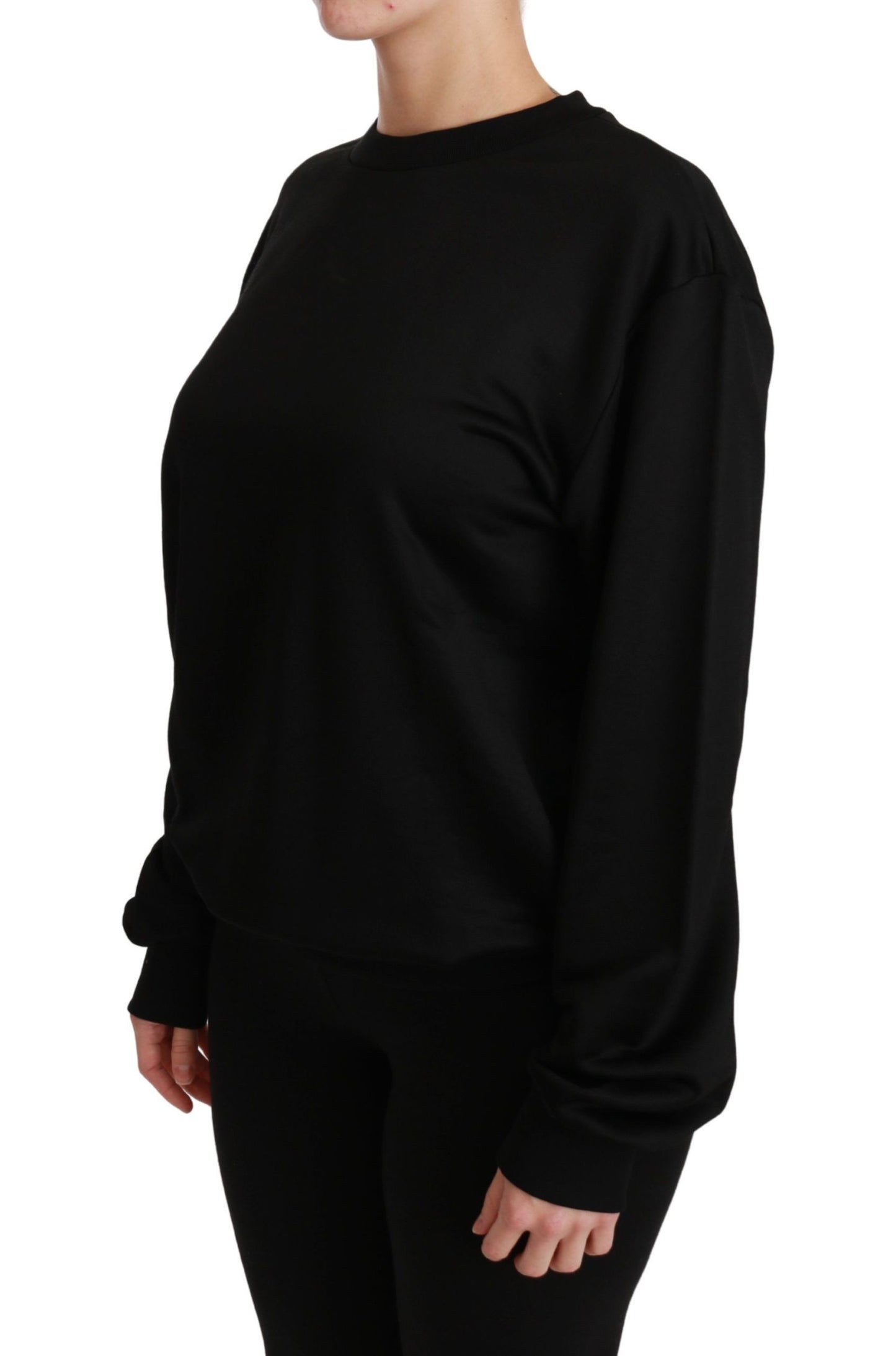 Maglione pullover girocollo in cotone nero
