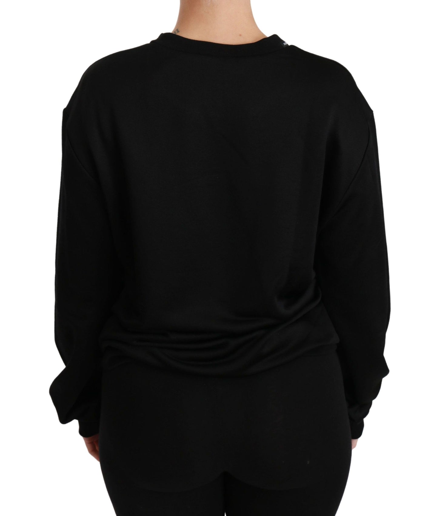 Maglione pullover girocollo in cotone nero