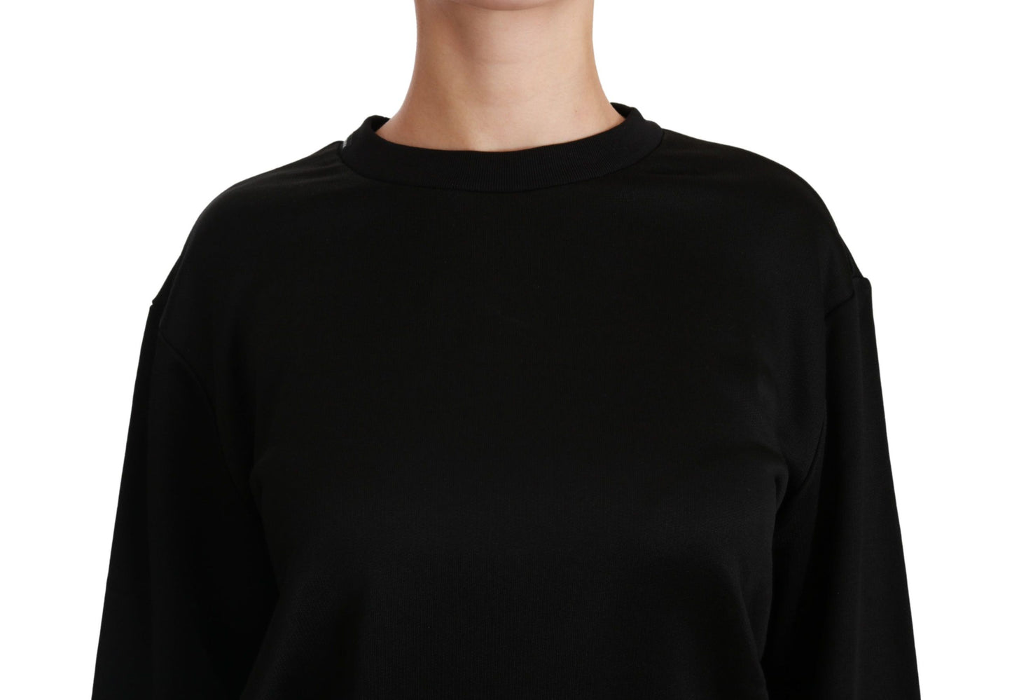 Maglione pullover girocollo in cotone nero