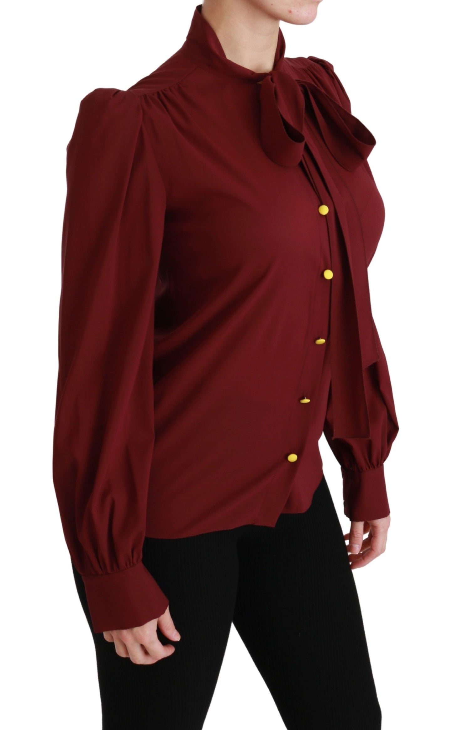 Blouse polo en soie mélangée bordeaux élégante Dolce & Gabbana
