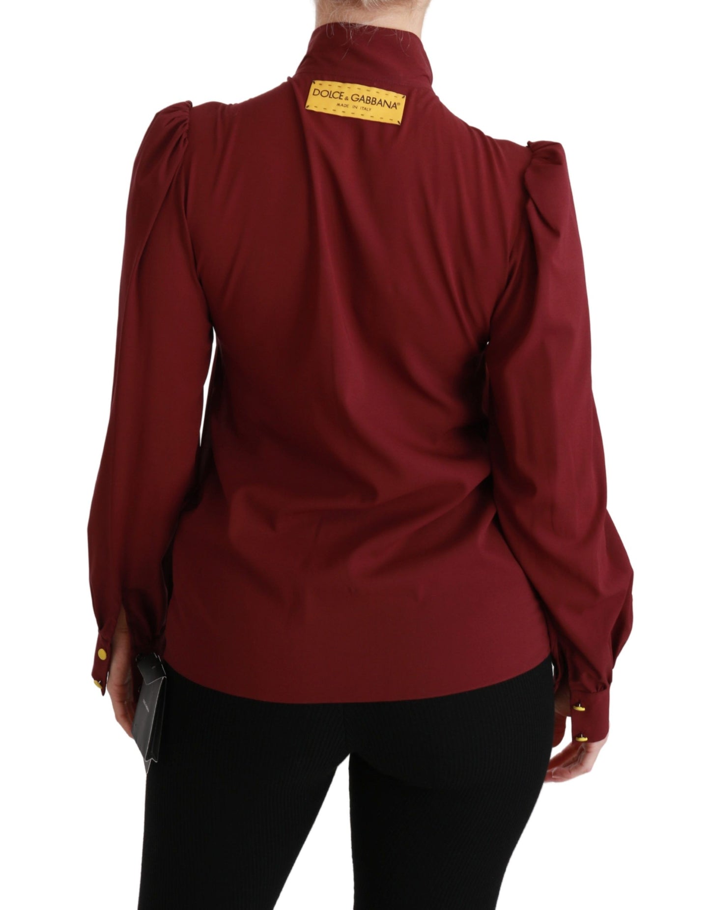 Blouse polo en soie mélangée bordeaux élégante Dolce & Gabbana