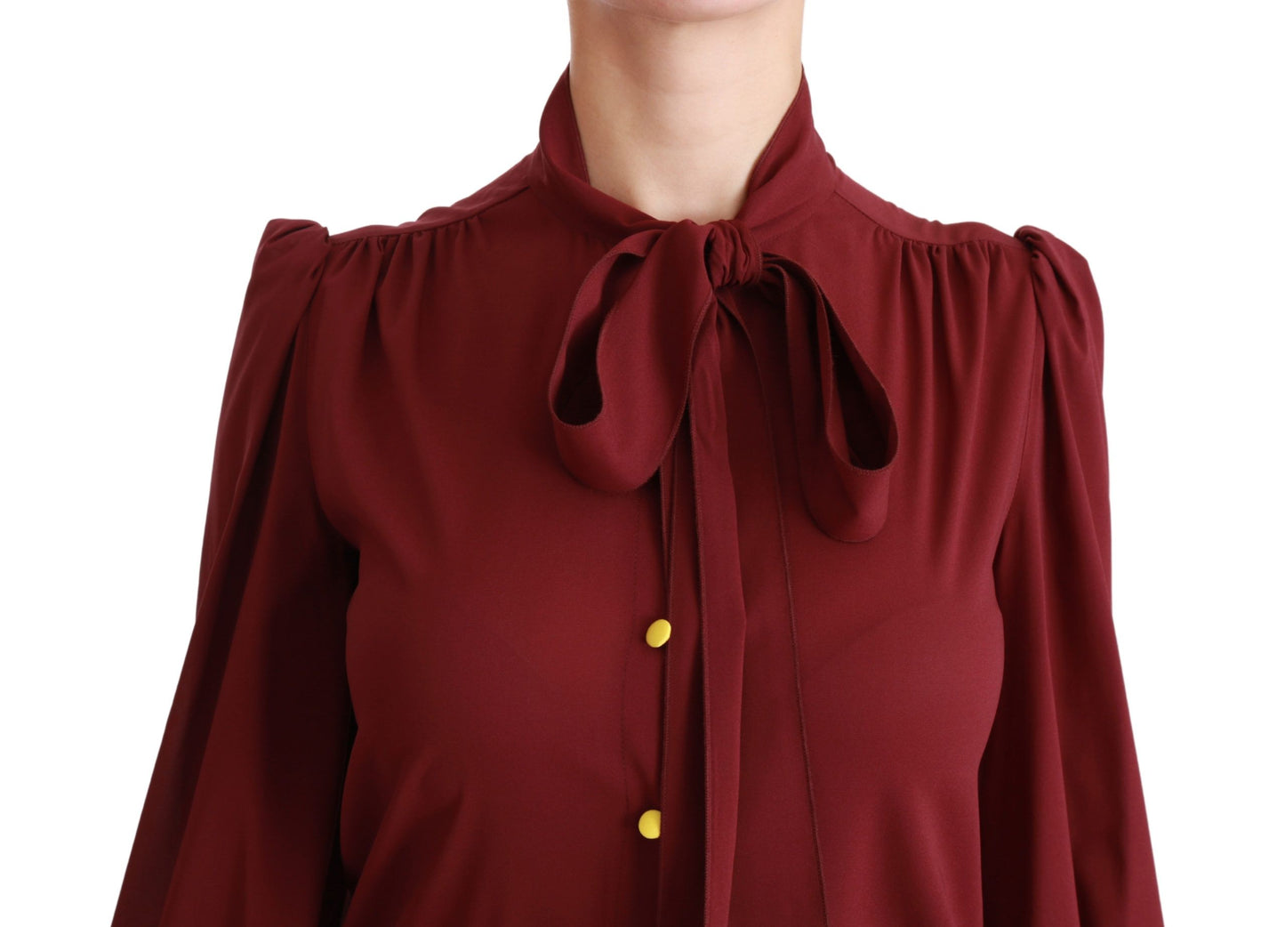 Blouse polo en soie mélangée bordeaux élégante Dolce & Gabbana
