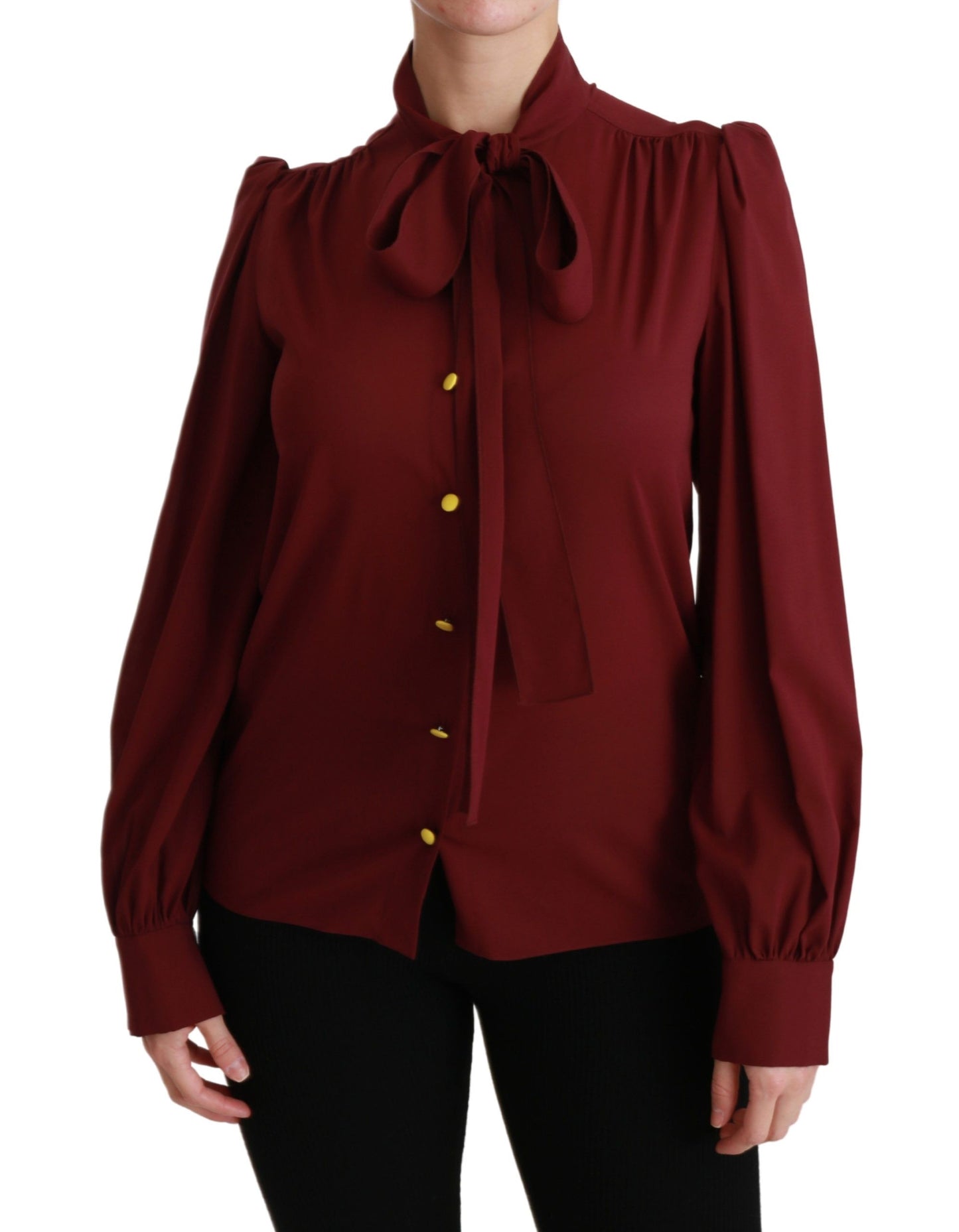 Blouse polo en soie mélangée bordeaux élégante Dolce & Gabbana