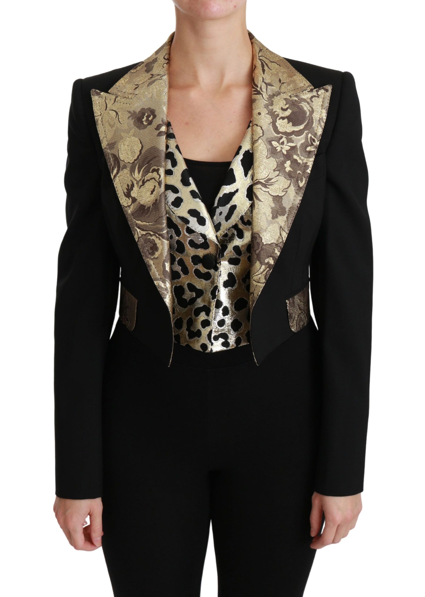 Chaleco de jacquard negro Blazer Abrigo Chaqueta de lana